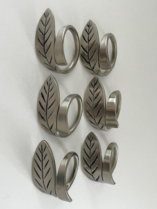 Other - Napkin Rings Metal Silver Heavy Duty Leaf Design - Set of 6